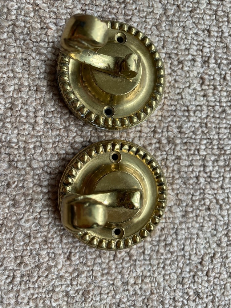 Pair of Vintage Solid Brass Curtain Tie Back Hooks