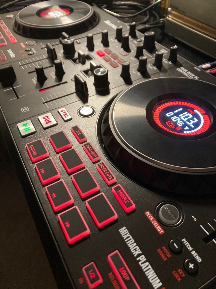 Numark Mixtrack Platinum FX 4‑Deck DJ Controller with High Resolution Jog Wheels