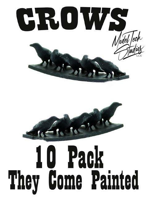 HO Scale CROWS 10 Pack 1/87 scale comes painted
