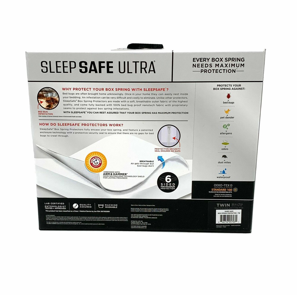 Sleep Safe Ultra Box Spring Protector 6 in 1 Protection, Full