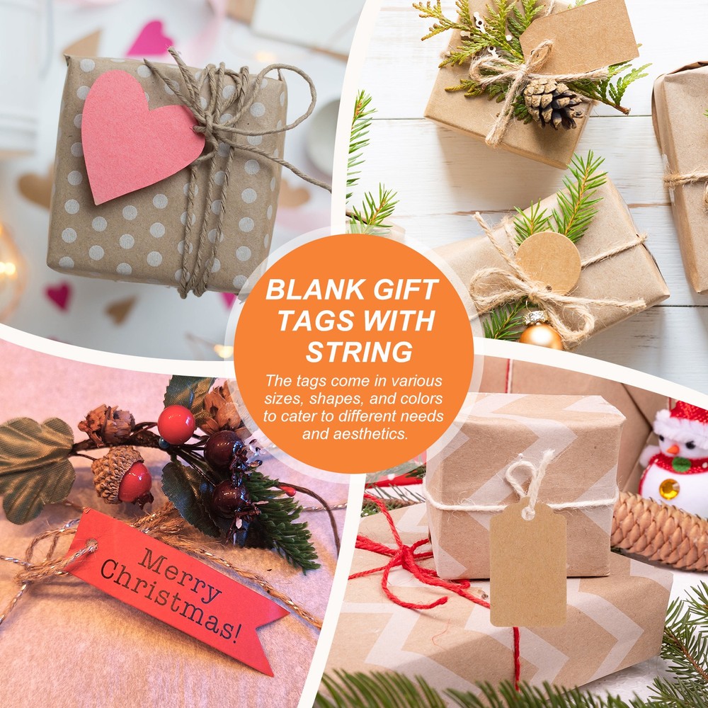 100 Pcs Blank Gift Tags with String, 2x2" Round Kraft Tags, Brown