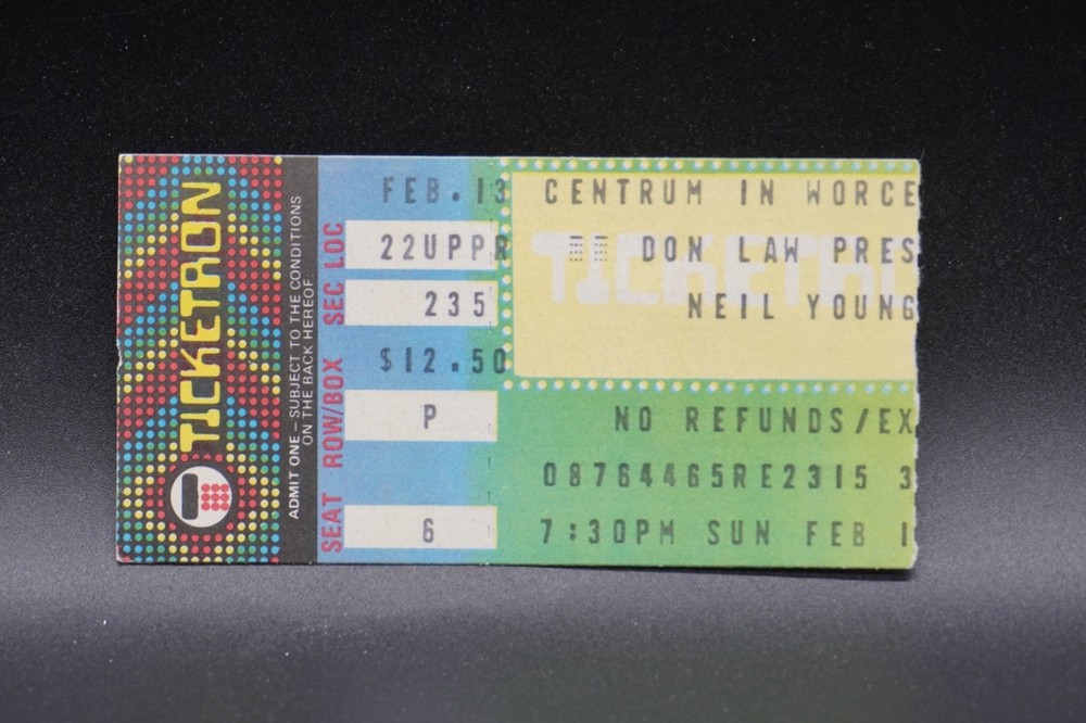 1983 NEIL YOUNG CONCERT TICKET STUB, CENTRUM IN WORCESTER