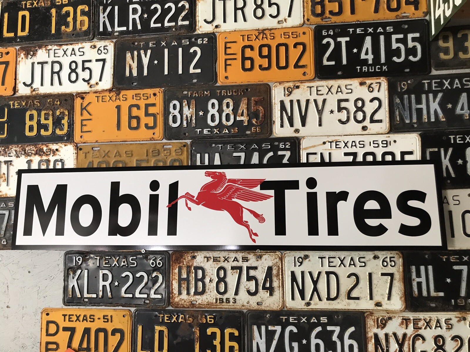 Antique Vintage Old Style Mobil Tires Sign! Mobil Oil & Gas