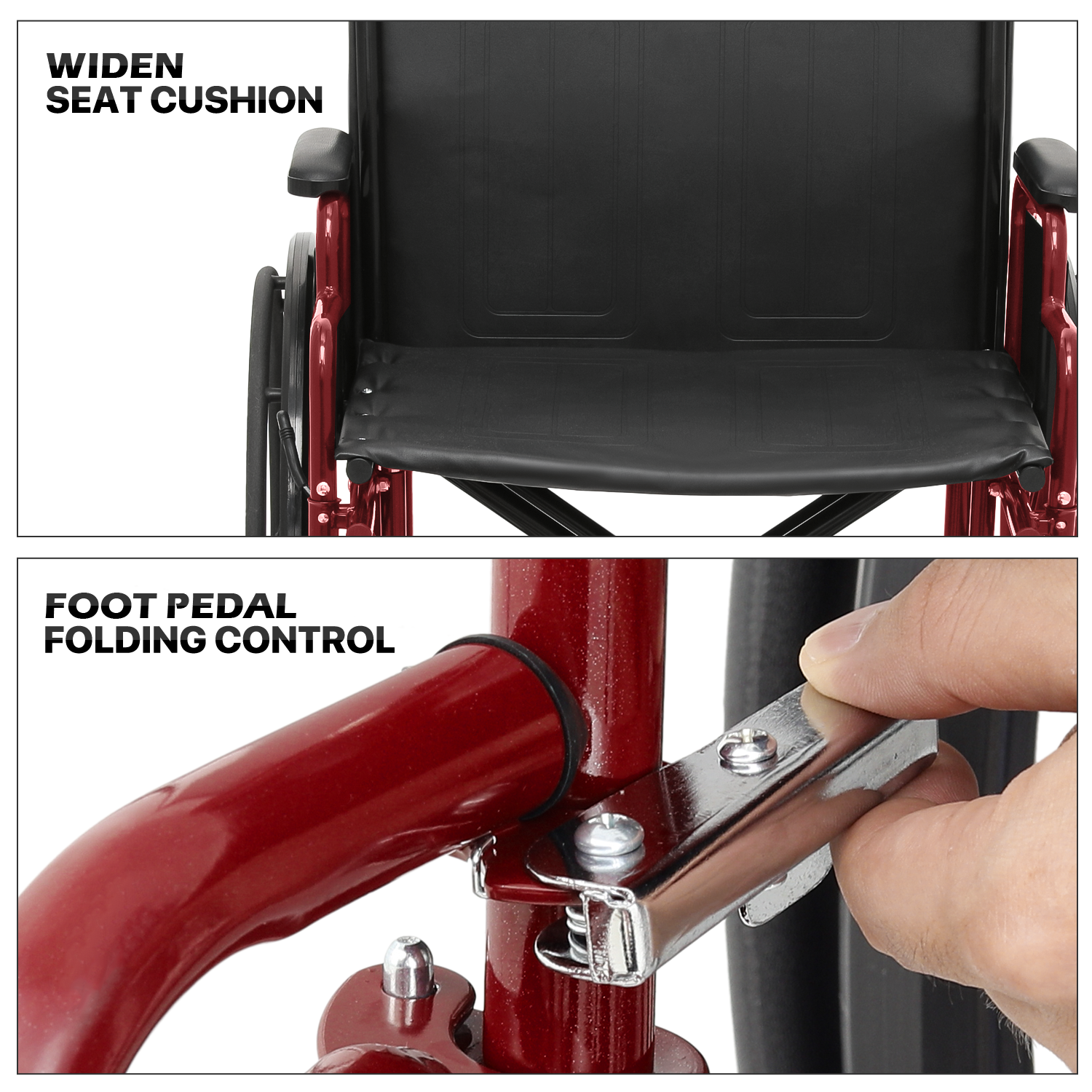 [FDA APPROVED]Foldable Manual Medical Economy Wheelchair w/Adjustable Foot Rest