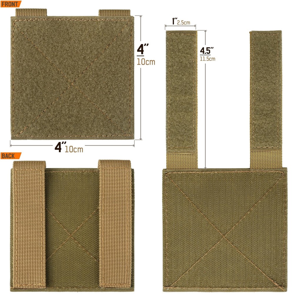 Molle Patch Panel,2/4 Pcs Tactical Hook&Loop Adapter Panel Morale Patch Board...