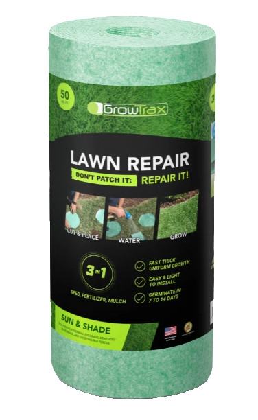 GrowTrax Sun & Shade Grass Seed Mat 50 Sq Ft Lawn Repair Roll 12-Pack
