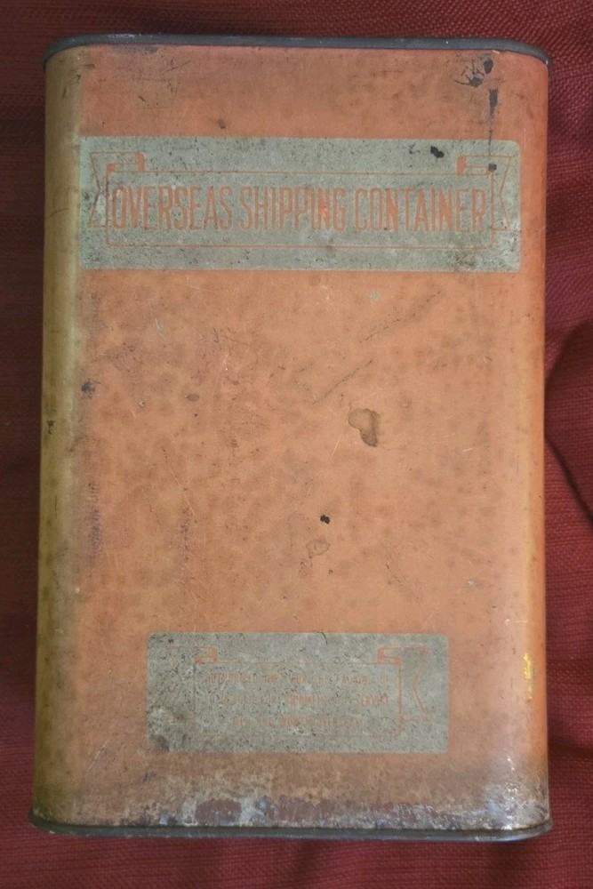 WWII Overseas Shipping Container,  WW2 Care Package Support Tin