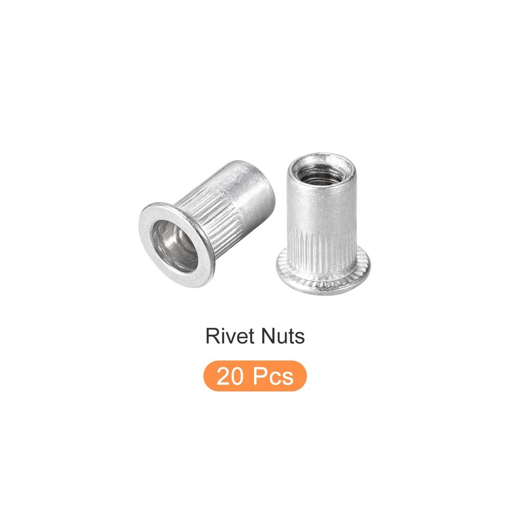 Rivet Nuts (1/4"-20) 20Pcs, Stainless Steel Threaded Insert Nuts