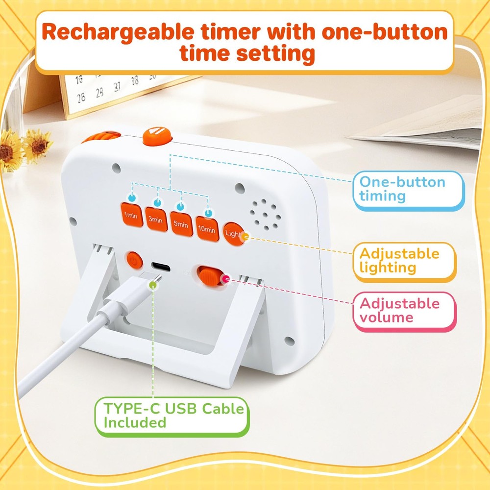 Digital Visual Timer for , with Coloured Progress bar, 60-Minute Countdown an...