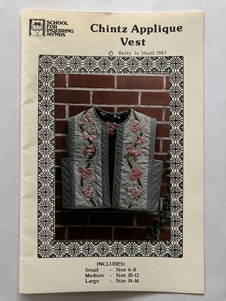 Womens Vest Sewing Pattern Lot Crazy Quilt Patchwork Applique Simplicity Boho