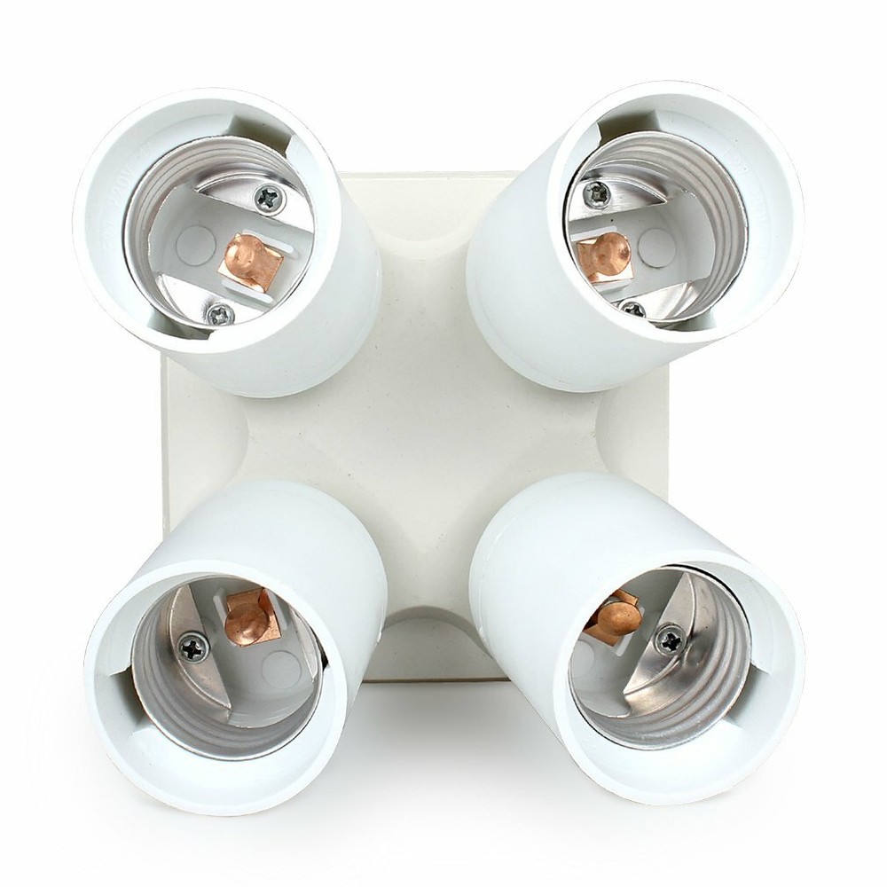 4 in 1 E26/E27 Light Socket Splitter for Photo Studio, Work Shop, Garage