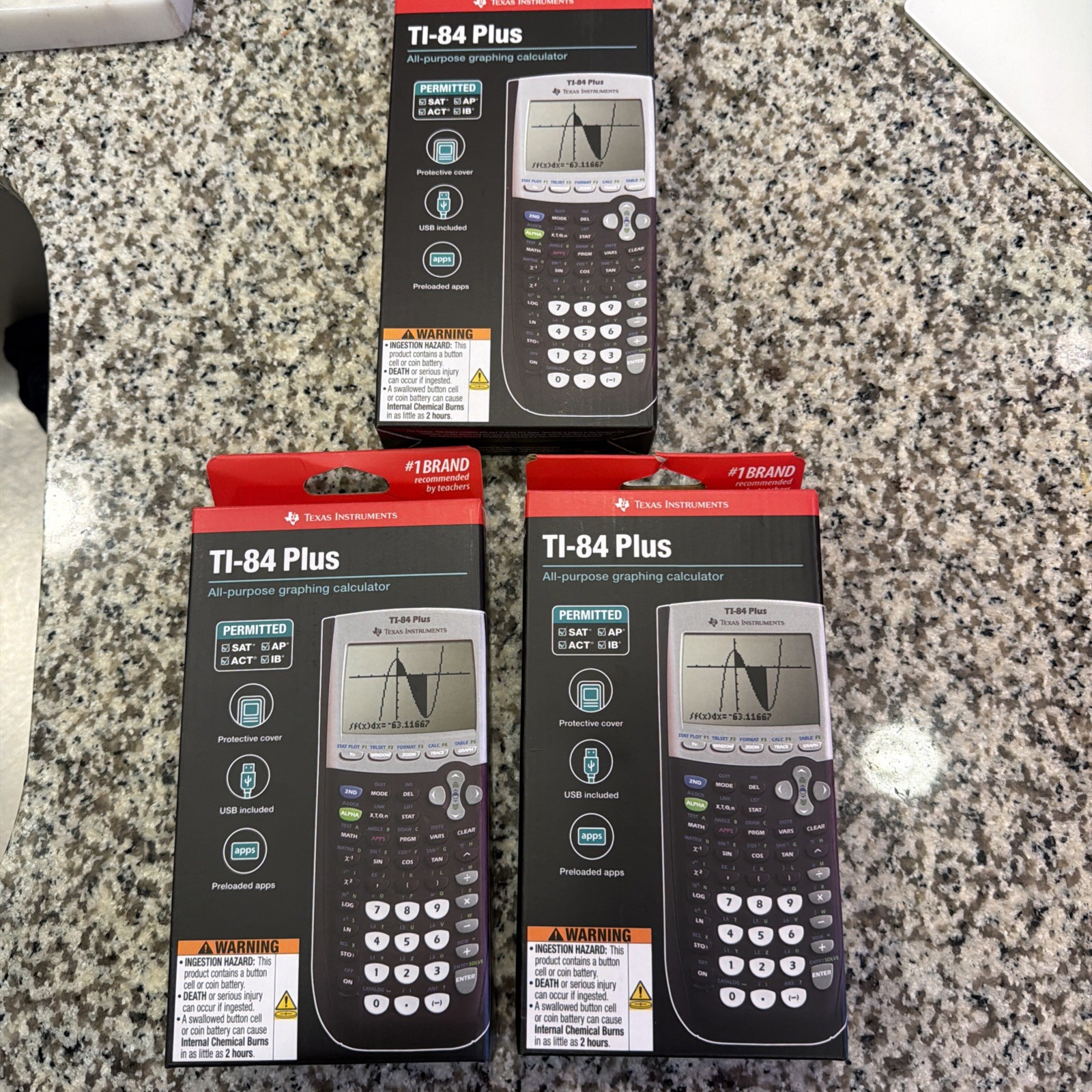 Lot of 3 Texas Instruments TI-84 Plus All-Purpose Graphing Calculator  NEW READ