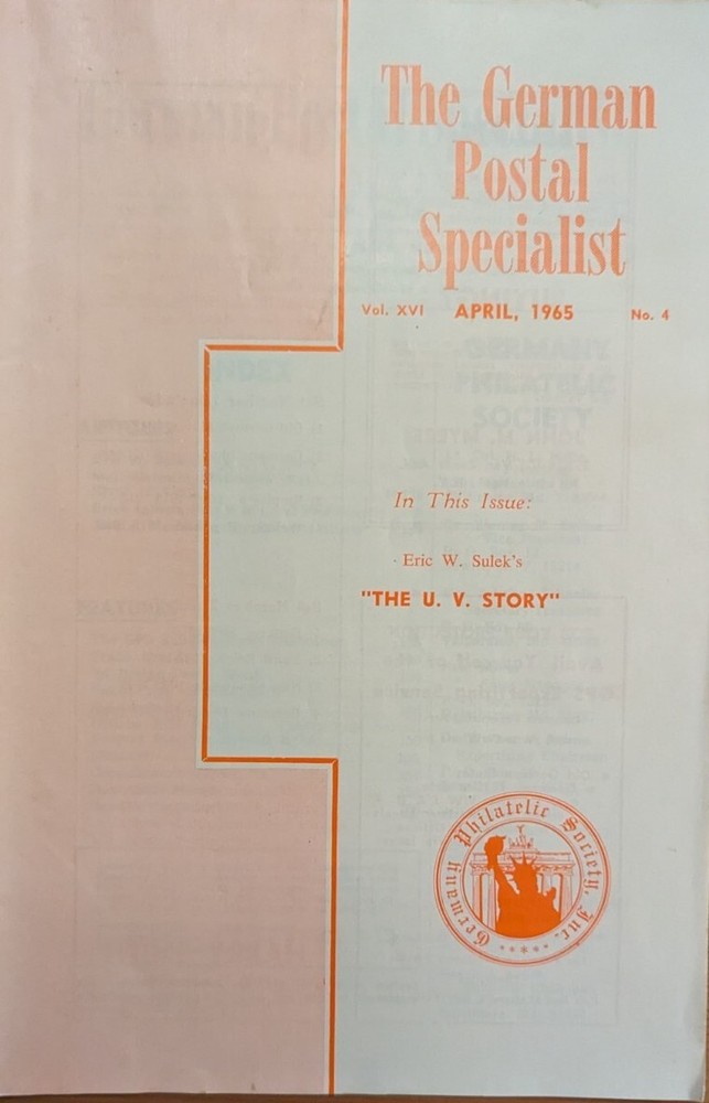 German Postal Specialist Apr 1965 Post War Local Provisionals The U.V. Story