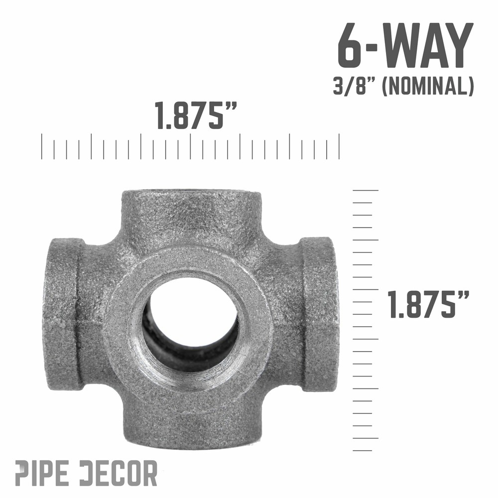 3/8 in. Black 6-Way Fitting