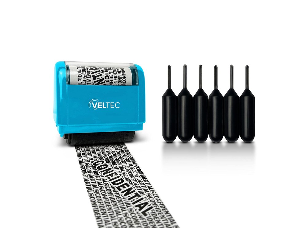 ID Protector Ink Roller - Identity Theft Protection Roller Stamp Set (Blue, S...
