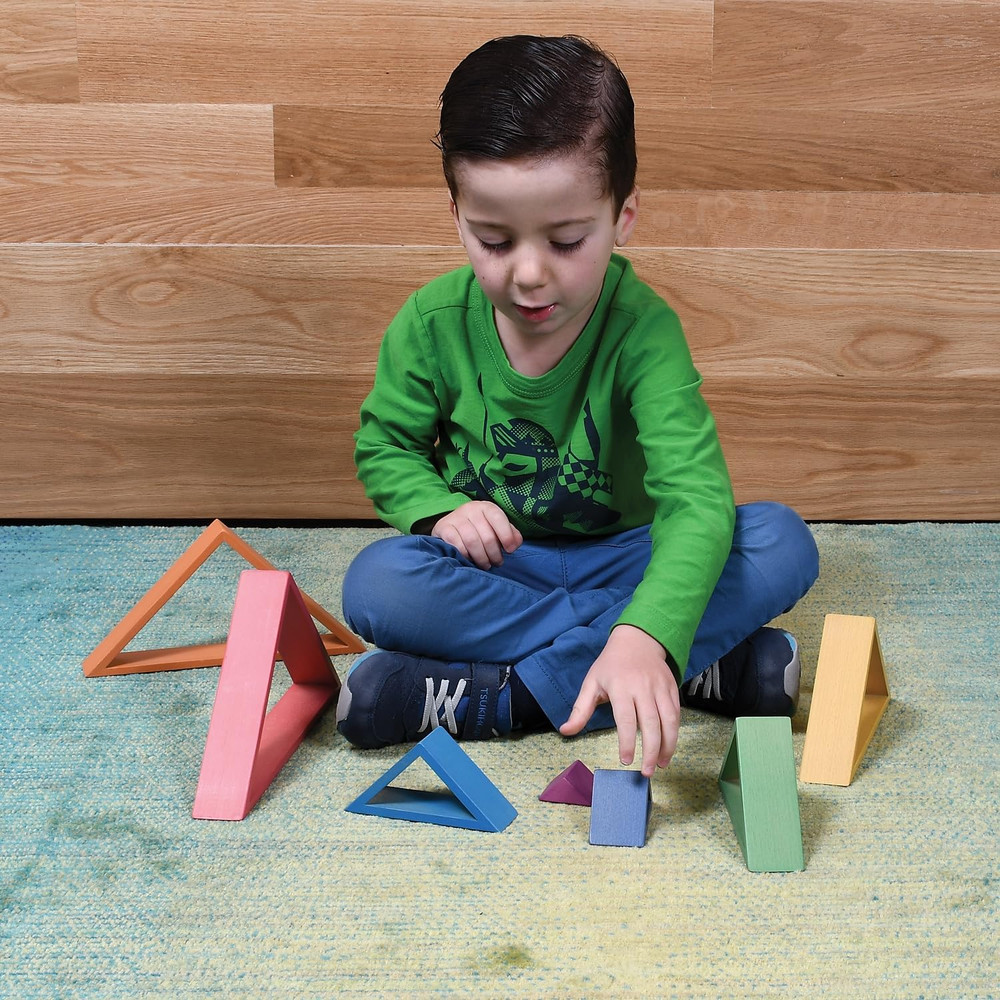 - 73418 Wooden Rainbow Architect Triangles - Nesting Puzzle - Stacking Blocks fo