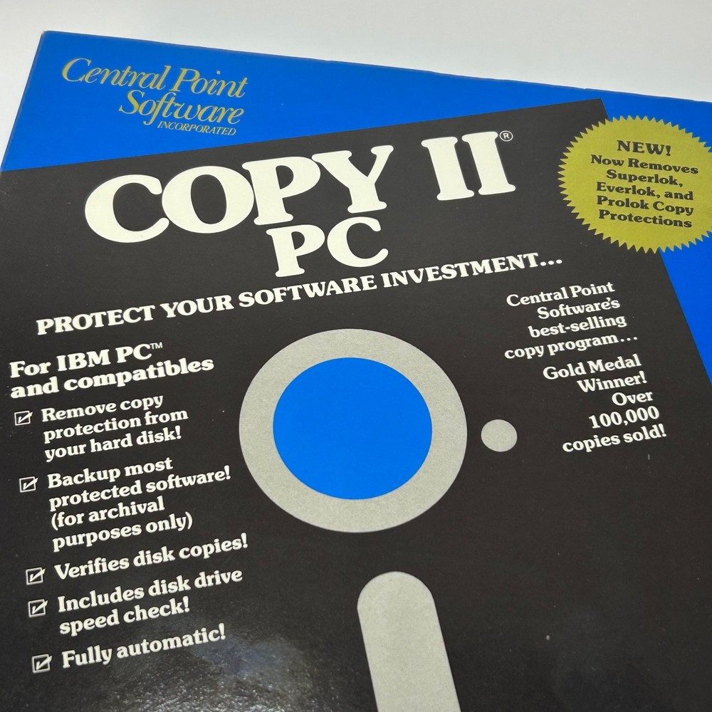 1988 COPY II Disk Tools IBM PC & Compatibles Software Manual & Floppy Disk