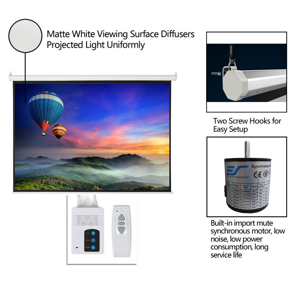 100" 4:3 Remote Control Automatic Electric Motorized Projector Projection Screen