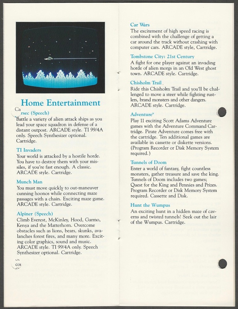 1983 Texas Instruments Home Computer Program Library Bill Cosby Promo Brochure