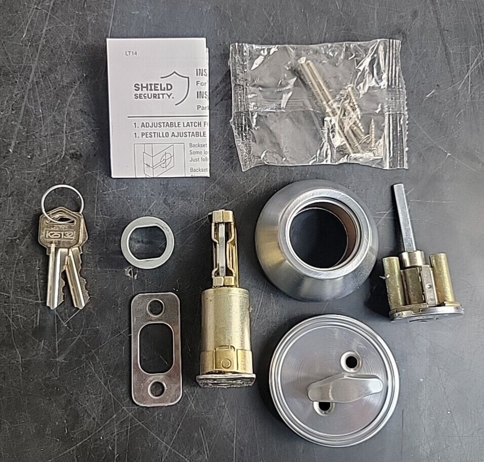 (2 Pack) Shield Security Single Cylinder Deadbolt Satin Chrome Grade 3