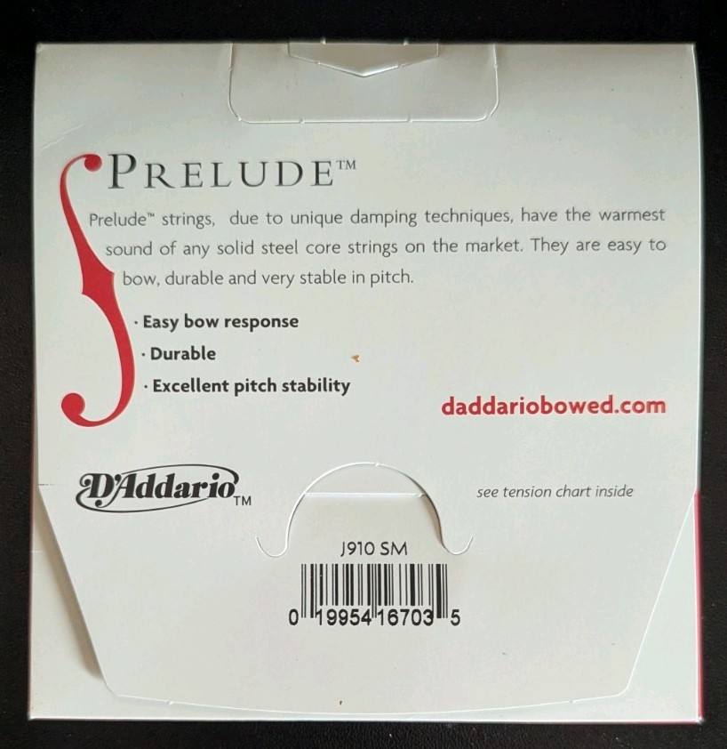 D'Addario Prelude Viola String Set - Short Scale - Medium Tension - J910