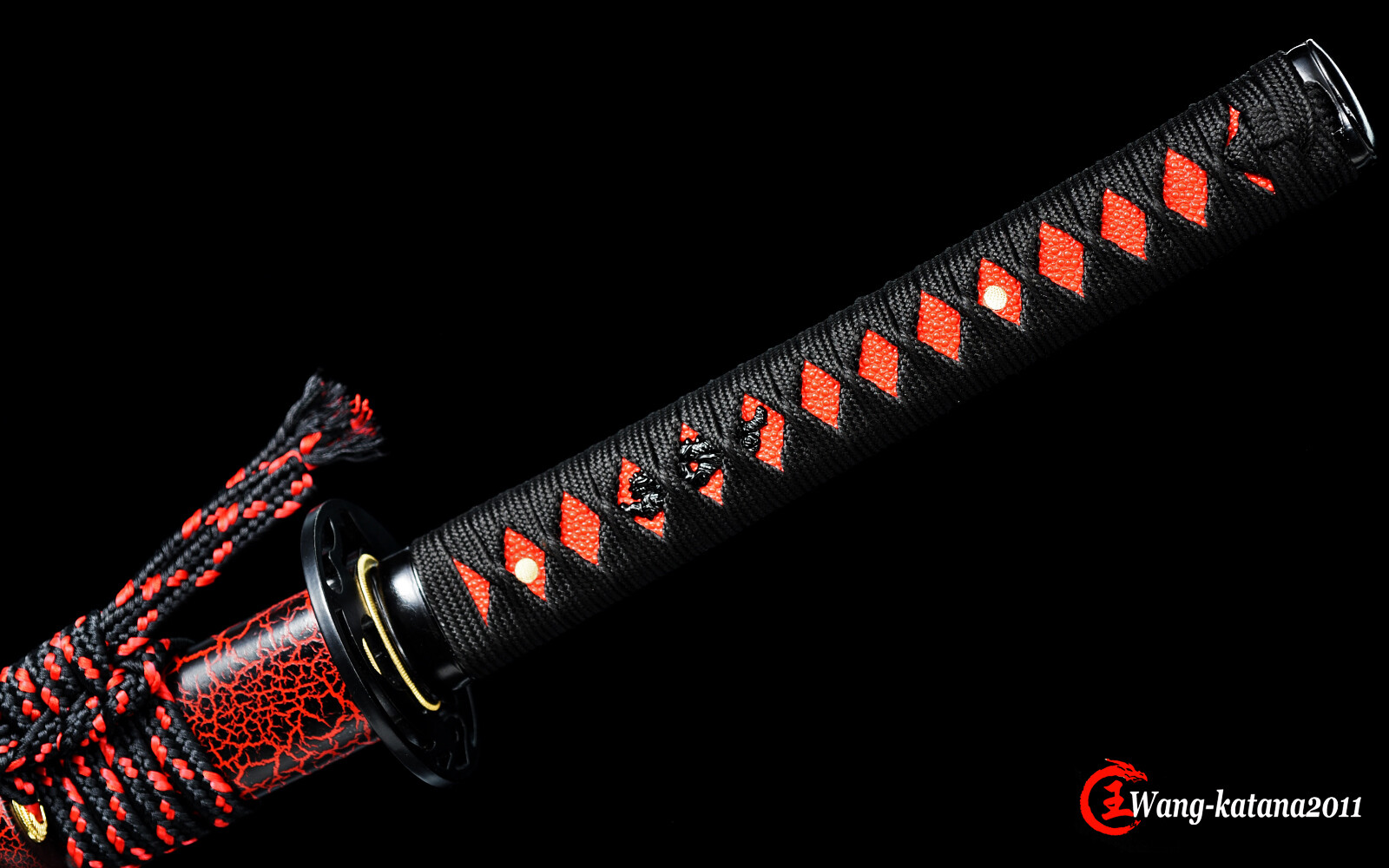 Unique Red&Blue Damascus Folded T1095 Steel Katana Japanese Samurai Sharp Sword