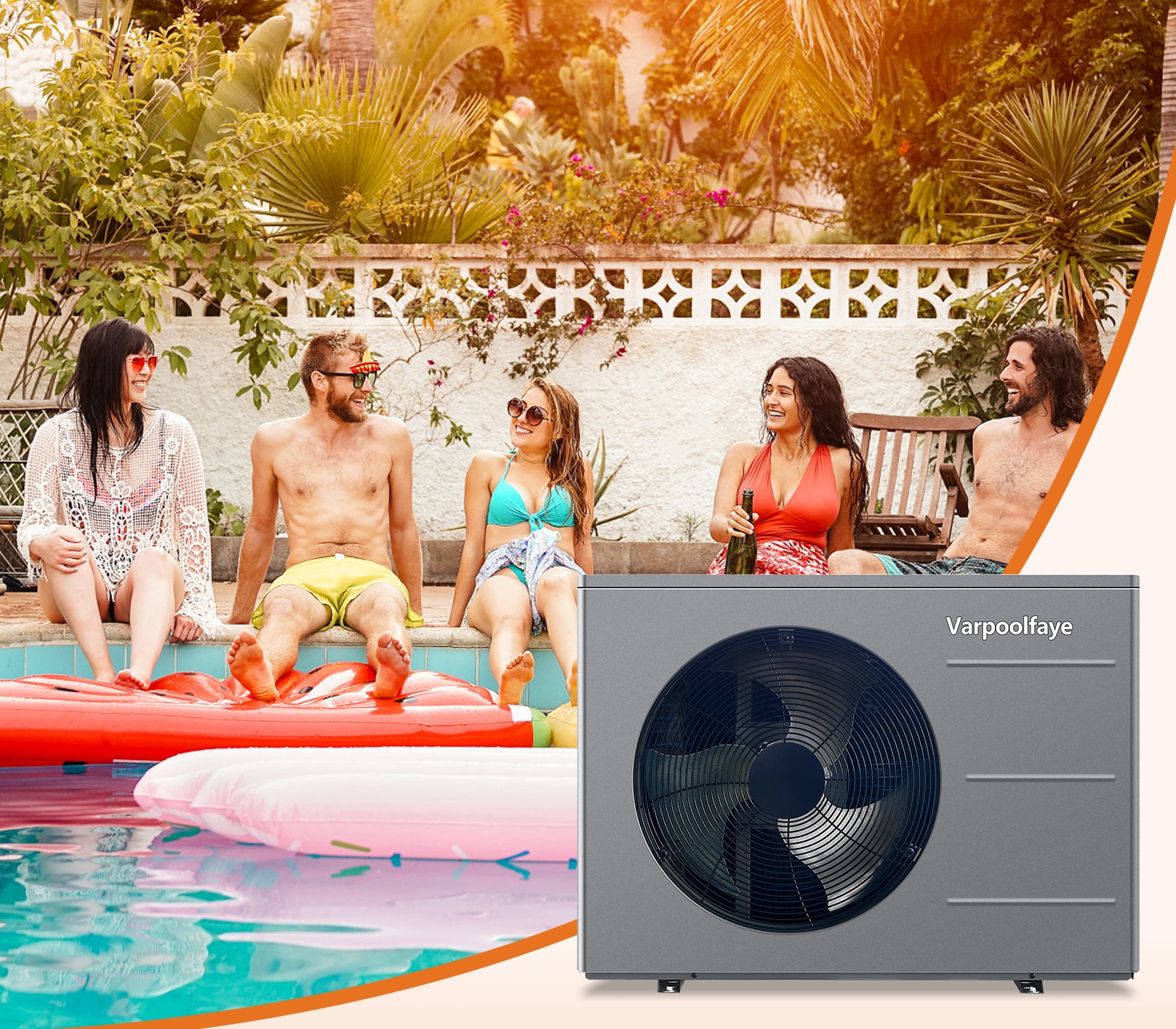 Varpoolfaye 240V Heat Pump Pool Heater for Above Ground Pool 40000BTU