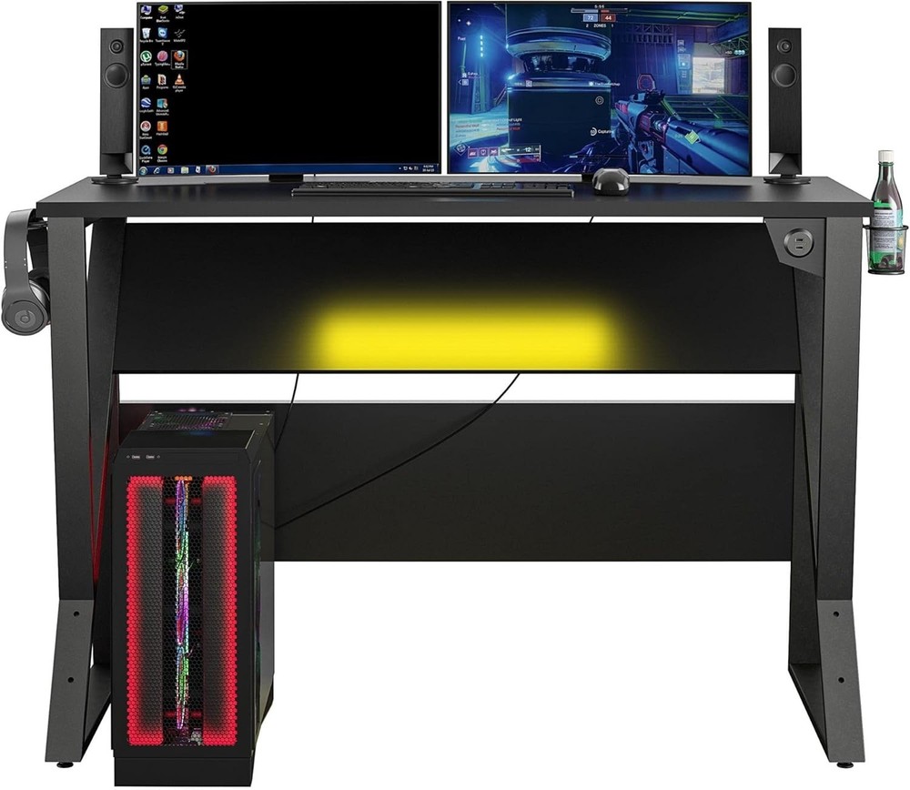NTENSE Genesis Adjustable Gaming Desk, Black