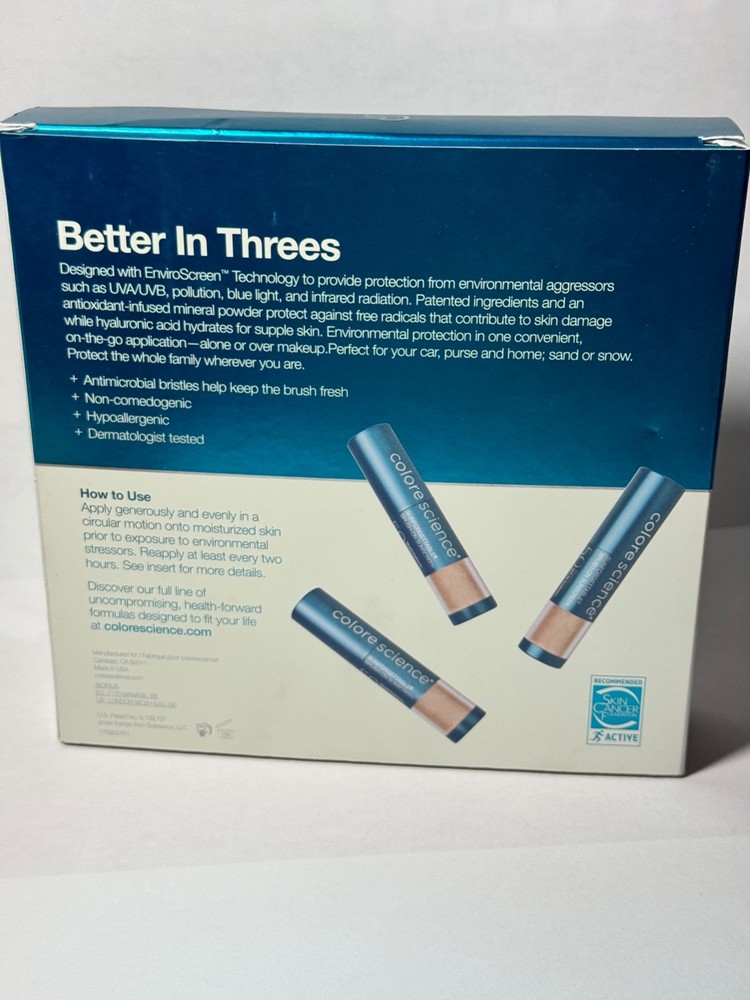 Colorescience Sunforgettable Brush on Sunscreen SPF 50 Medium 3 Piece Multipack
