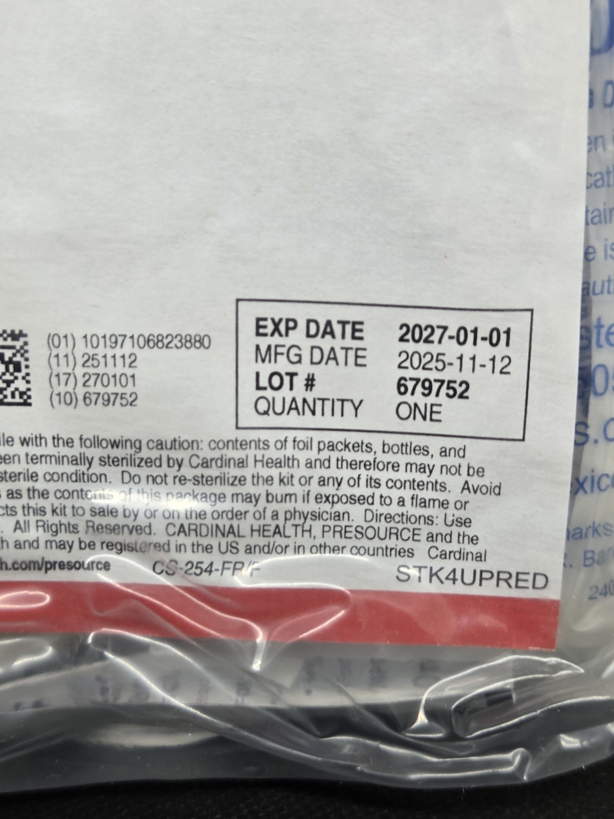 Lot of 2 Sealed Cardinal Health Presource Dressing Change Kit 03 1054C