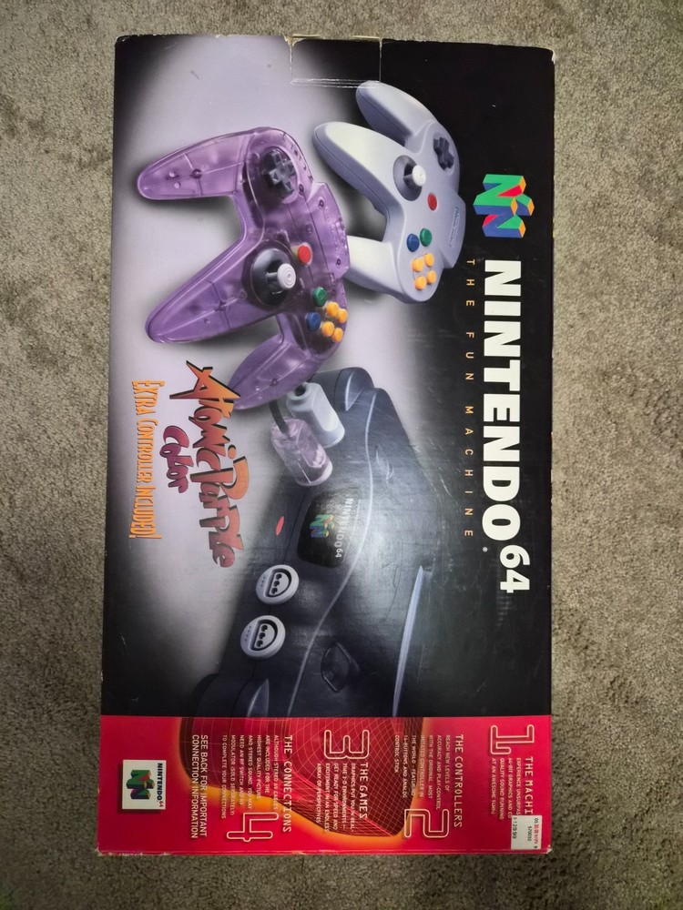 Nintendo 64 Atomic Purple Console Bundle N64 w/ Controller Cords Tested Working