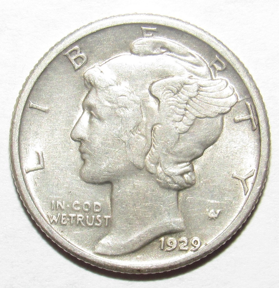 1929 Mercury Dime AU (W167)
