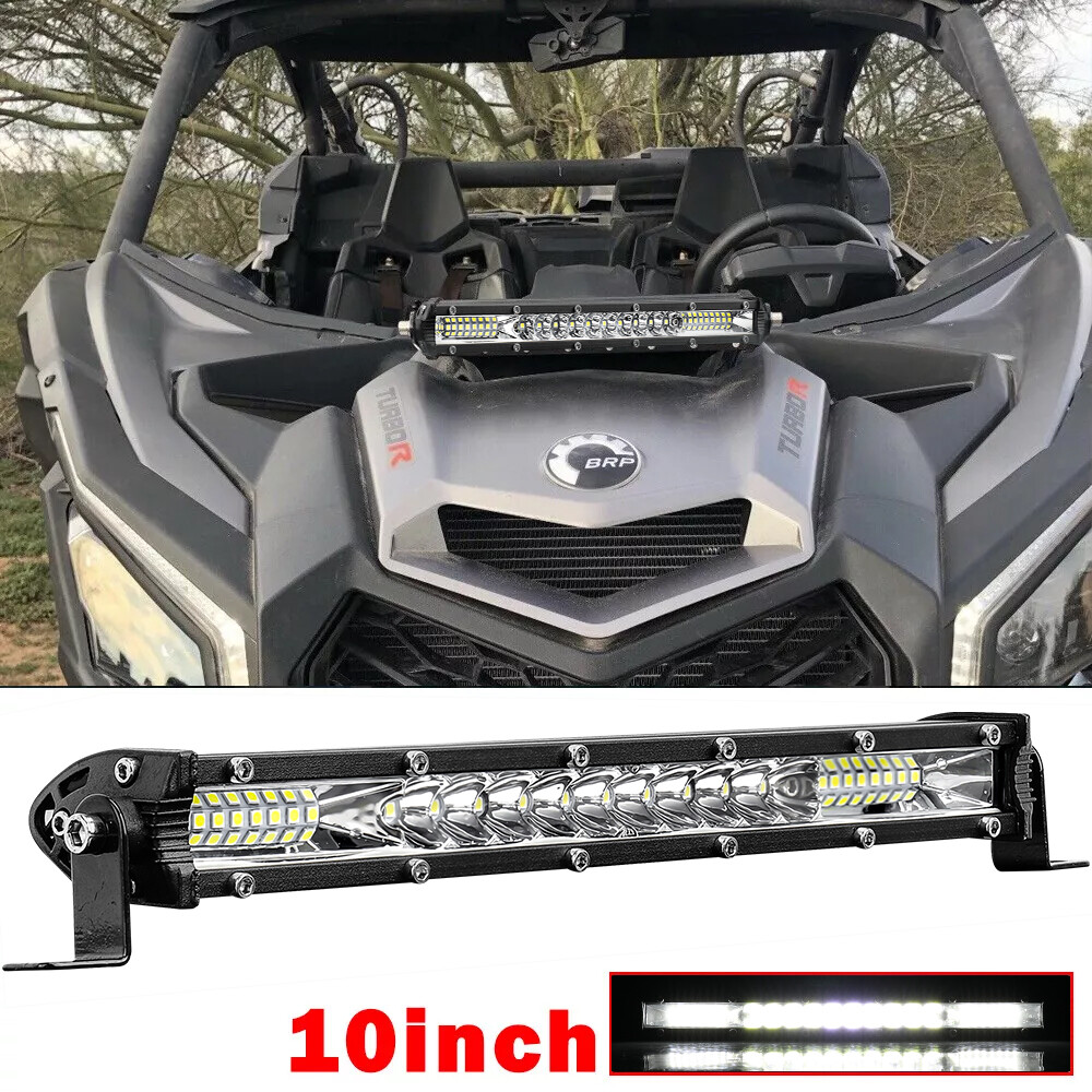 For Can-Am Maverick X3 Light Bar 10" Single Row LED Light Bar Spot Flood Offroad