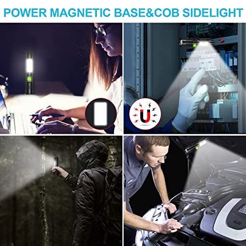 Rechargeable Flashlight, Super Bright LED Flashlight 2pack Magnetic Flashlight