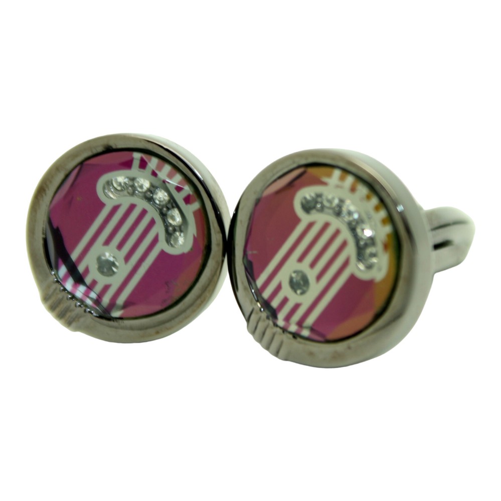 Black Purple Circular Cufflinks