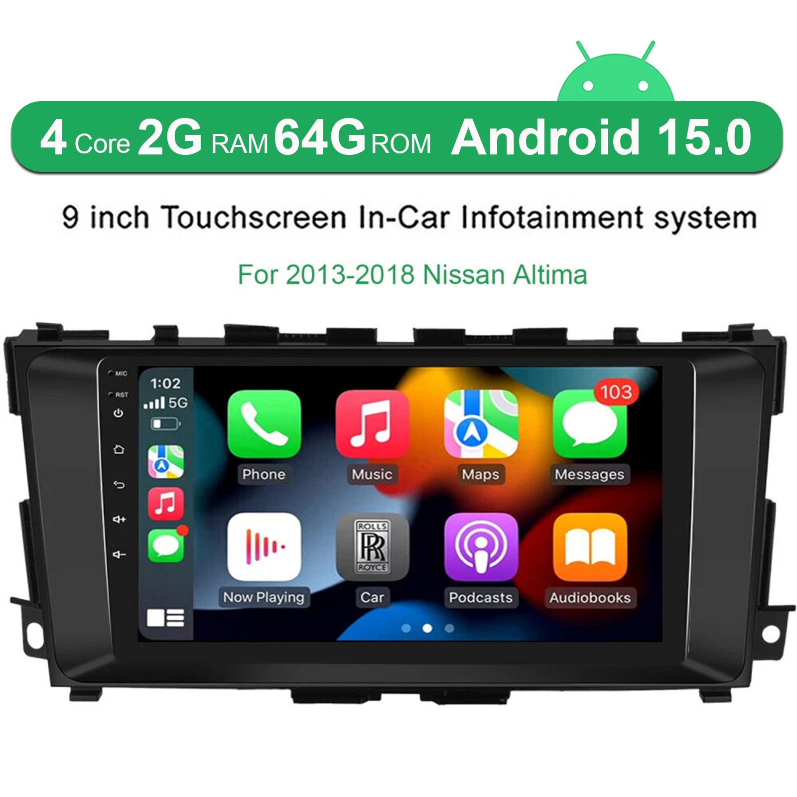For 2015 2016 2017 Nissan Altima Radio GPS Stereo Apple CarPlay & Android Auto