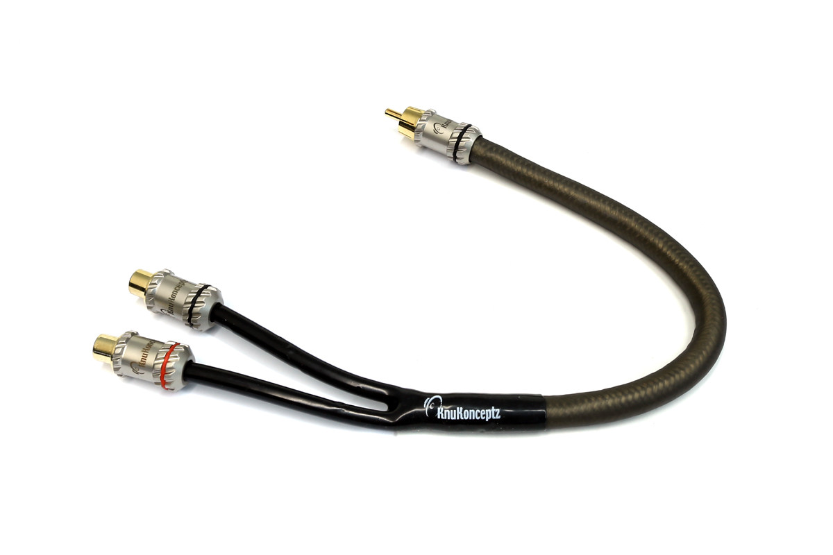 KnuKonceptz Krystal Twisted Pair 1 Male to 2 Female Y Adapter RCA Cable Splitter