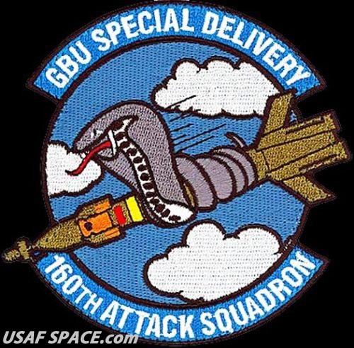 USAF 160th ATTACK SQUADRON -GBU-38 JOINT DIRECT ATTACK MUNITION ORIGINAL PATCH