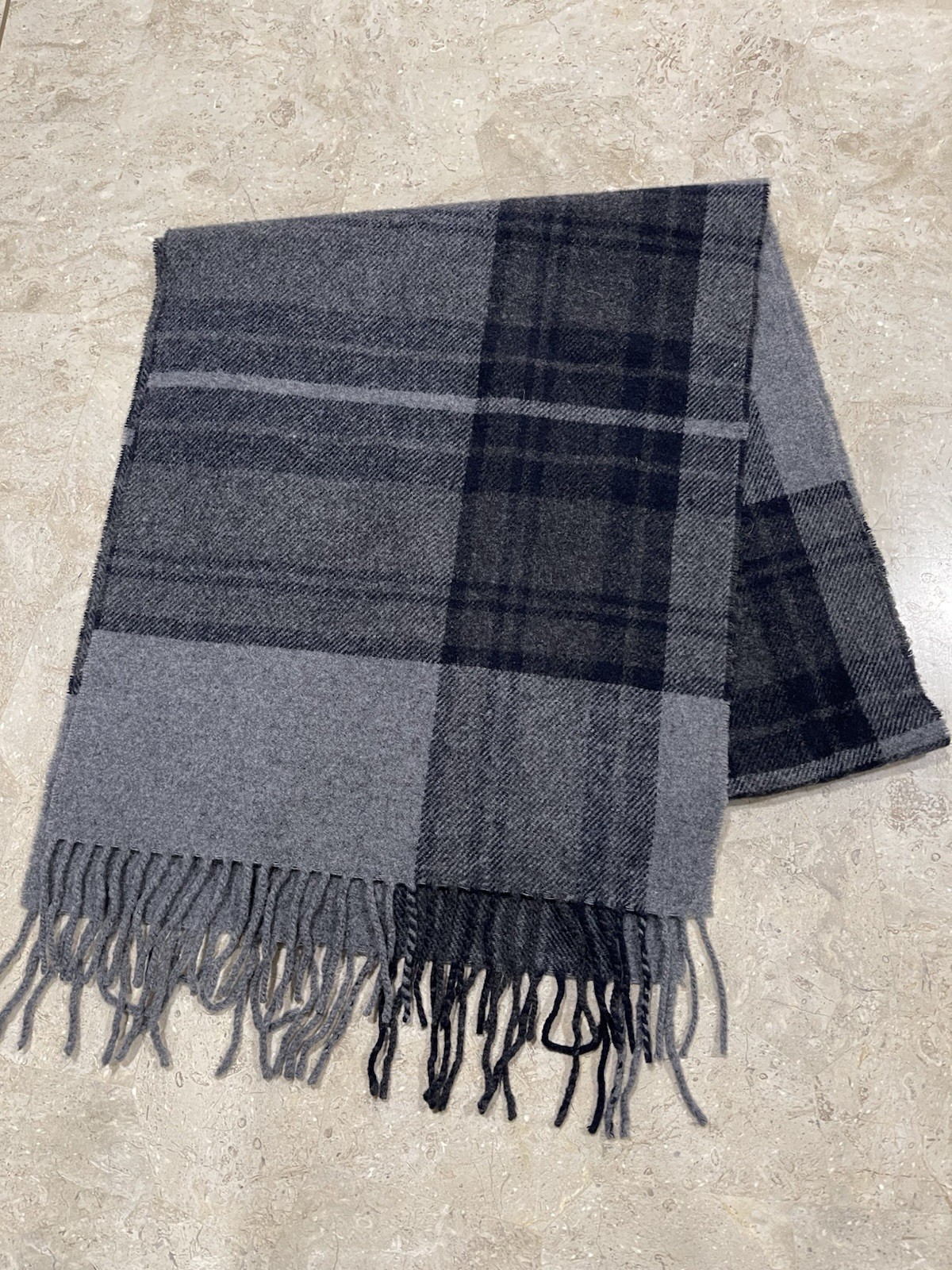 Italian Woollen Treasures 100% Lambwool Scarf Made In Italy Multi Gray 70” X 40”