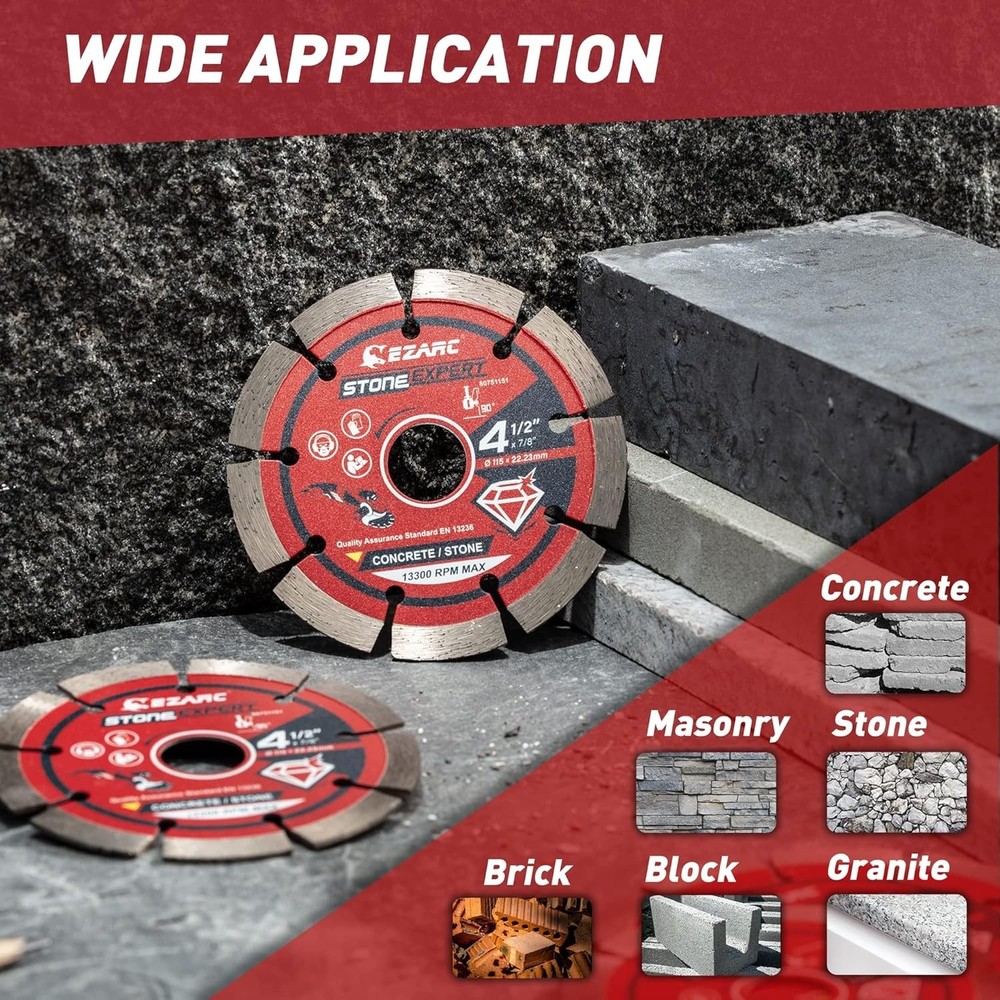 Stone Master 4.5" Segmented Diamond Blade – Fast, Precise Cutting for Masonry...