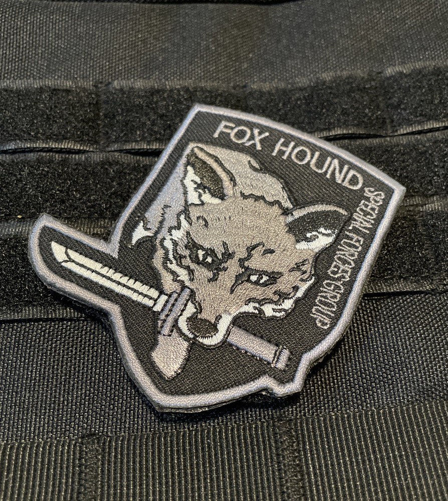 FOX HOUND Special Force Metal Gear Solid Tactical Patch Hook Large MGS Gray