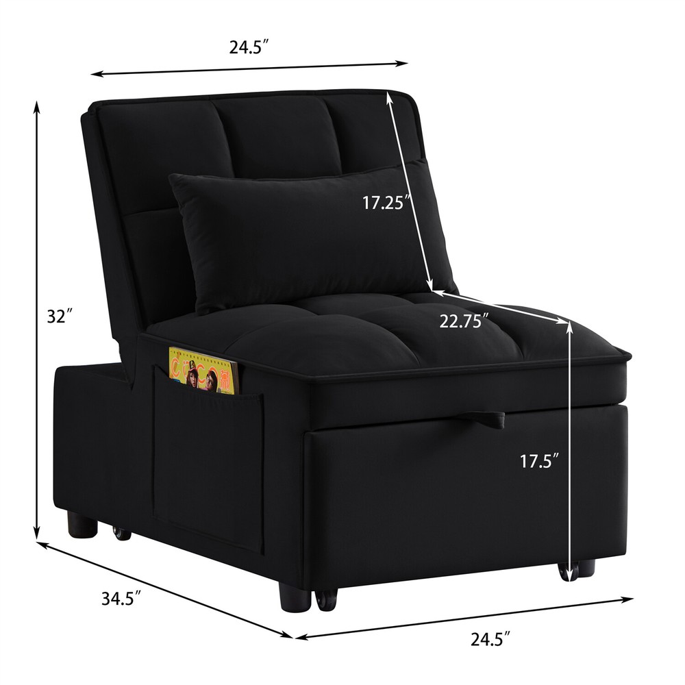 Convertible Sofa Bed 4in1 Multi-Functional Folding Recliner Sleeper Sofa Chair