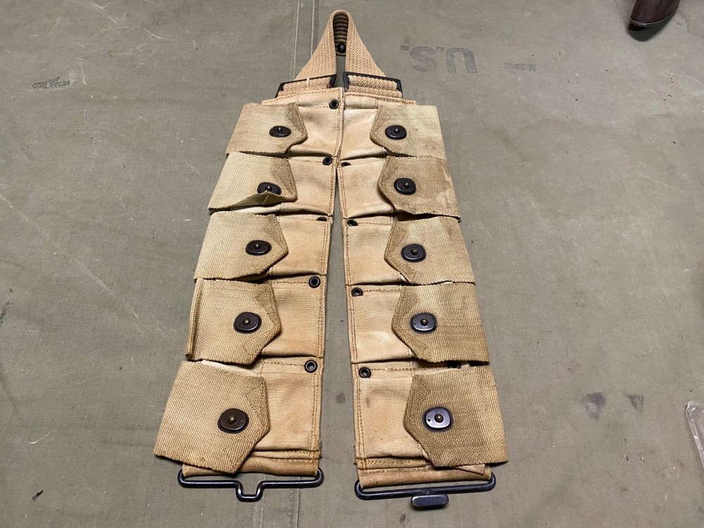 ORIGINAL WWI WWII US ARMY M1903 INFANTRY FIELD 10 POCKET AMMO BELT-LONG