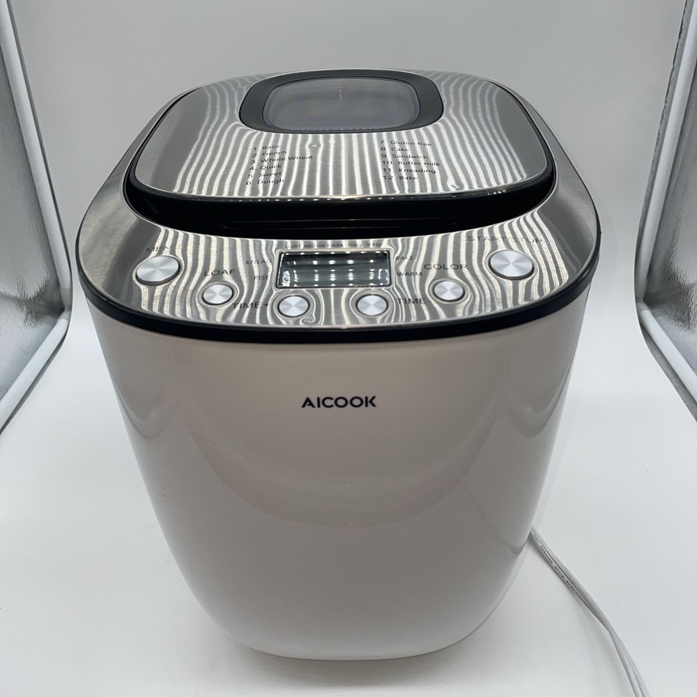 AICOOK 2LB Automatic Bread Maker Machine Tested Working BM4406, White