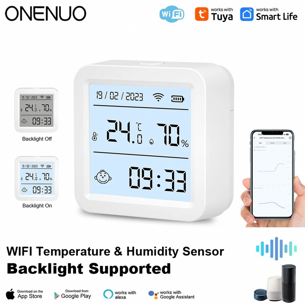 ONENUO Smart WIFI Temperature Humidity Sensor Hygrometer Thermometer Tuya