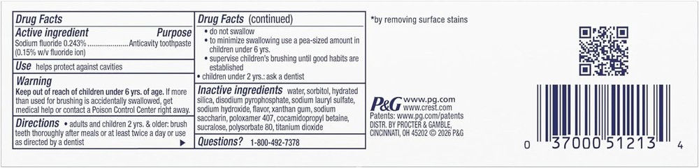 Tartar Protection & Anticavity Toothpaste with Fluoride, Regular Paste, 2.4Oz (P