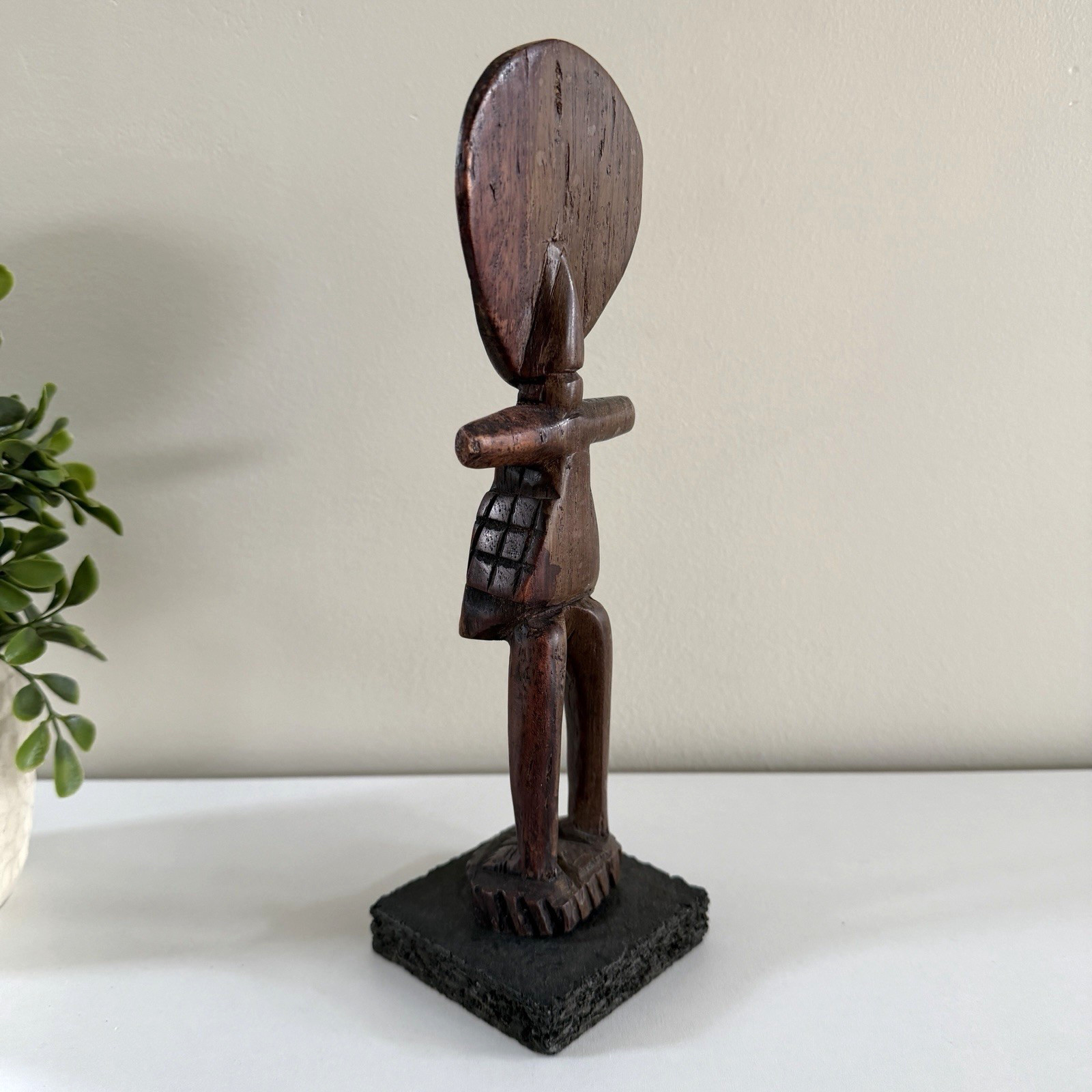 African Ashanti Fertility Doll 10” Hand‑Carved Wood Ghana Tribal Art