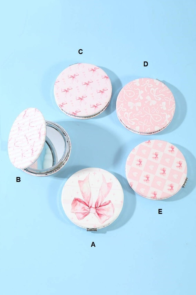 Bow Design Double Sided Folding Mini Hand Mirror
