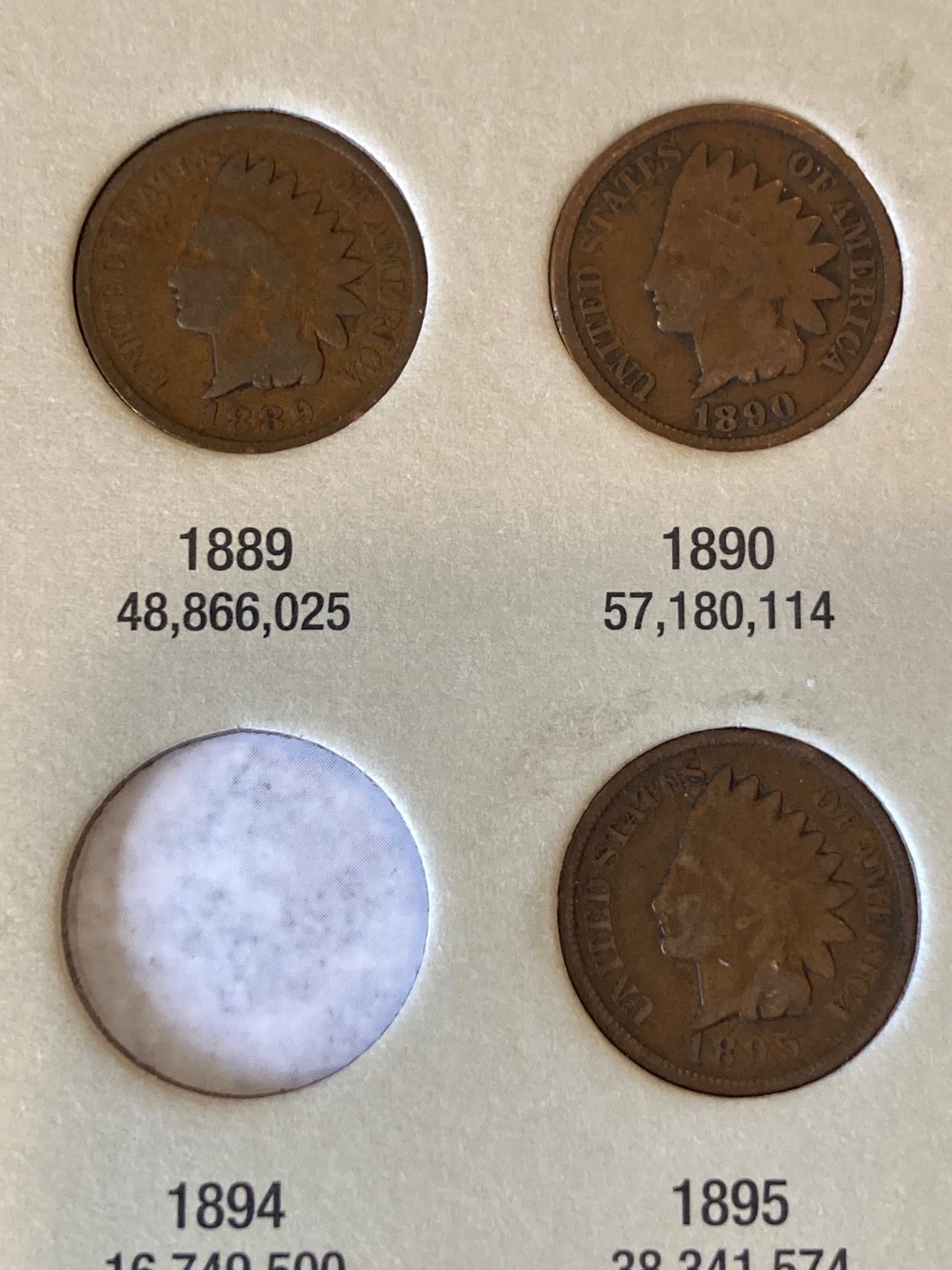 INDIAN CENT starter set in new folder, 20 different dates, nice decent coins
