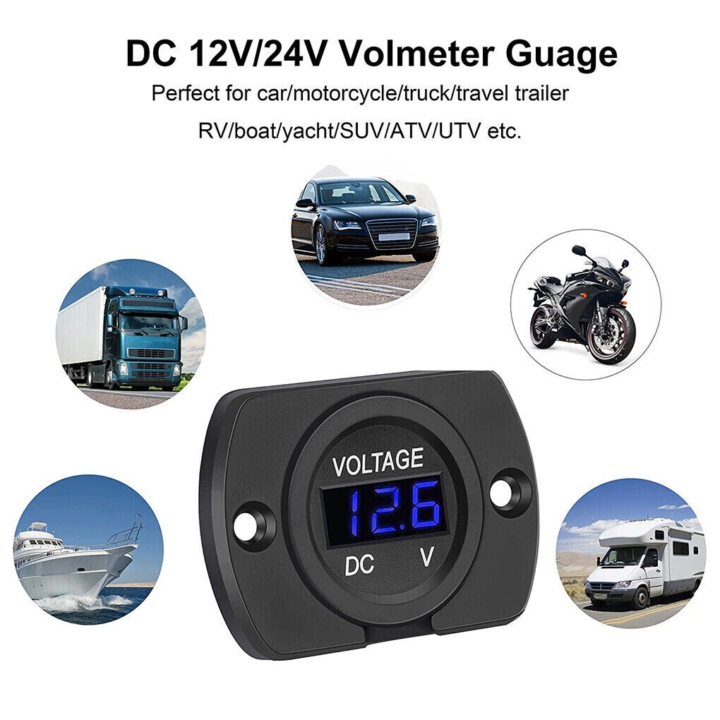 Volt Gauge Meter Voltage LED Digital Display DC 12V-24V Car Panel Voltmeter